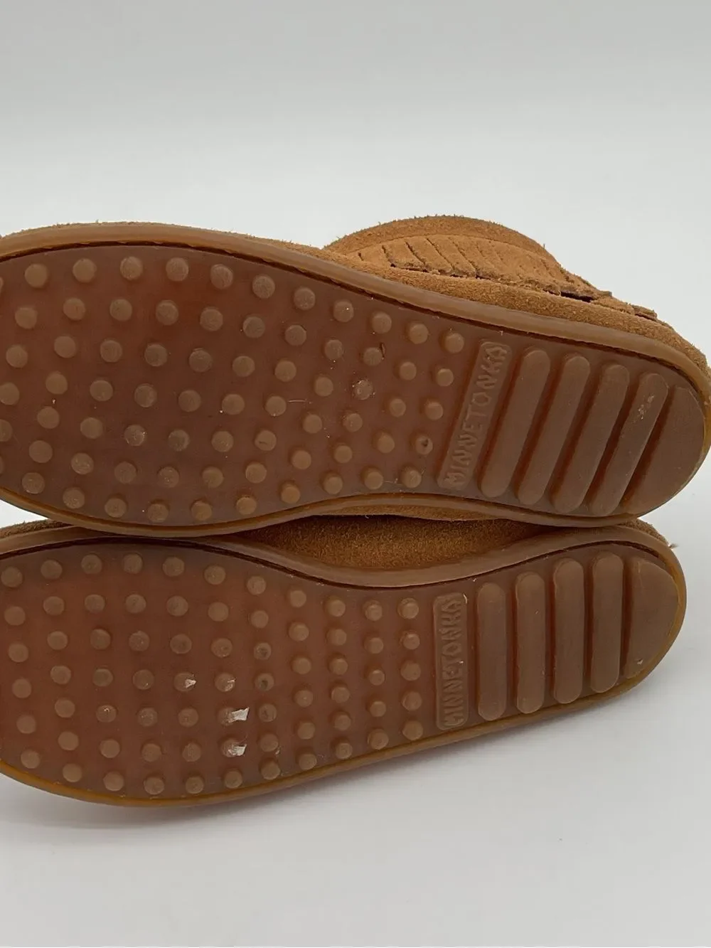 Kids Minnetonka Brown Suede Fringe Moccasin Boots